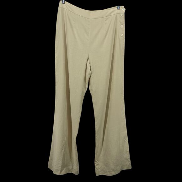 LAUREN Ralph Lauren Size 14 Wide Leg Silk Blend Trouser Pants Cream 34 Waist - Picture 1 of 5